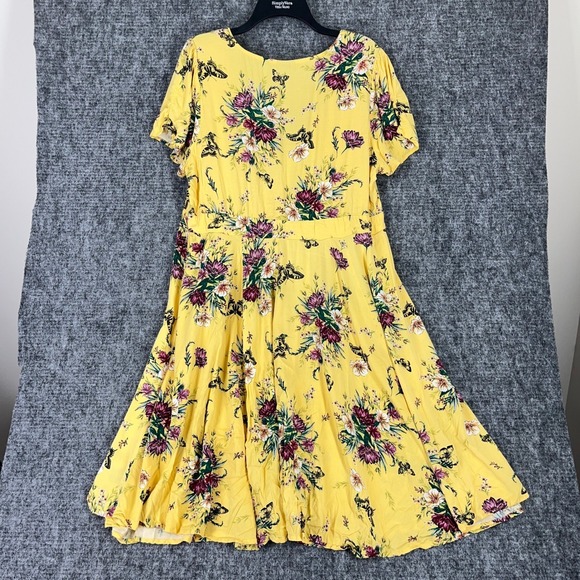 Torrid Dress Floral Butterfly V-Neck Plus Size 2X Boho Cottagecore Romantic - Picture 2 of 11